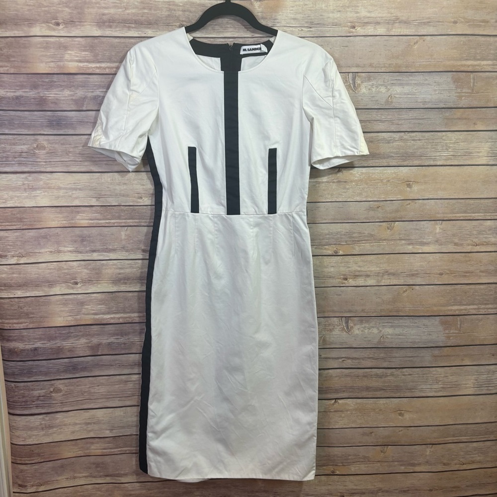 Jil Sander Black White Short Sleeve dress Size 34